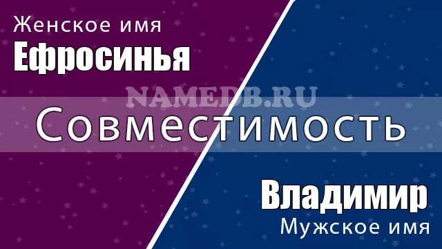 Совместимость имён Владимир и Ефросинья Совместимость имён Владимир и Ефросинья