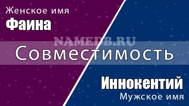 Совместимость имён Фаина и Иннокентий Совместимость имён Фаина и Иннокентий